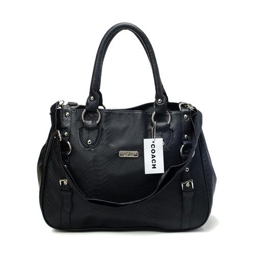 Coach Embossed Logo Medium Black Totes DGA | Women